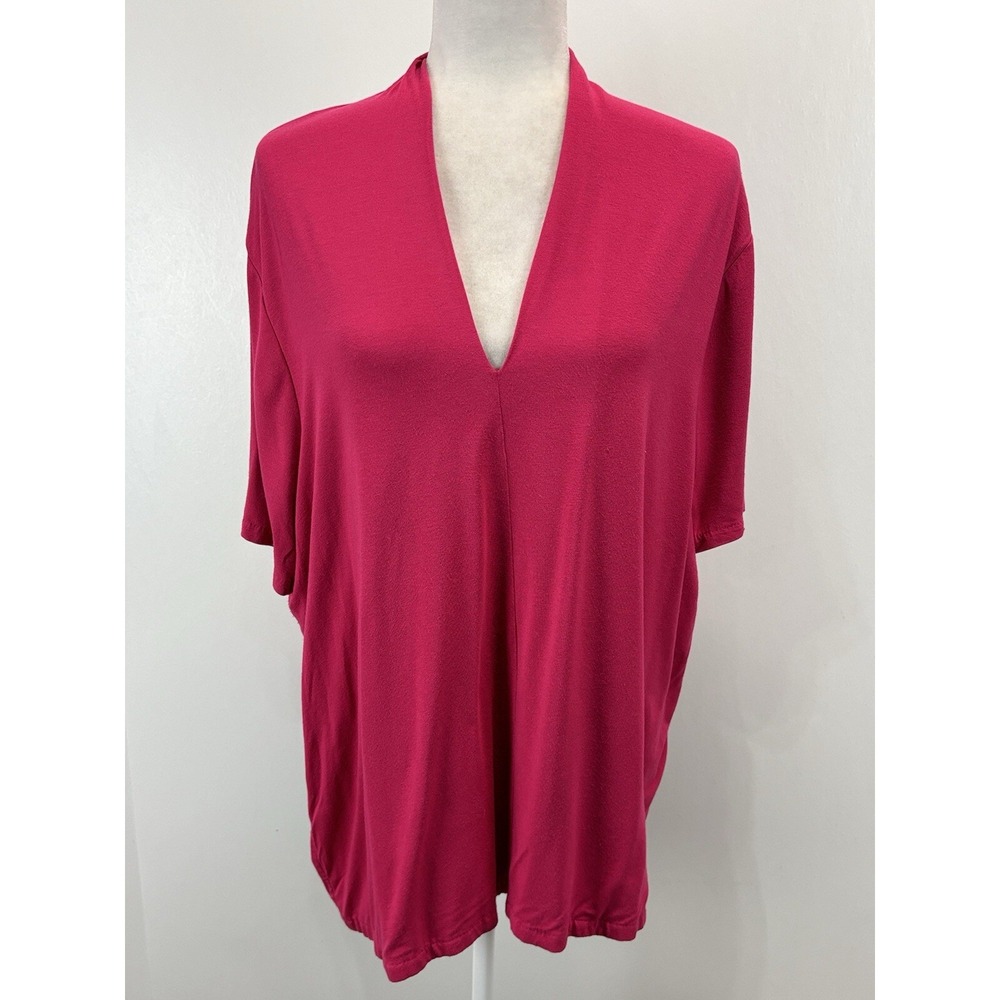 Talbots Stretch Tshirt Sz 3Xp Plus Petites Women Pink Short Sleeve Vneck
